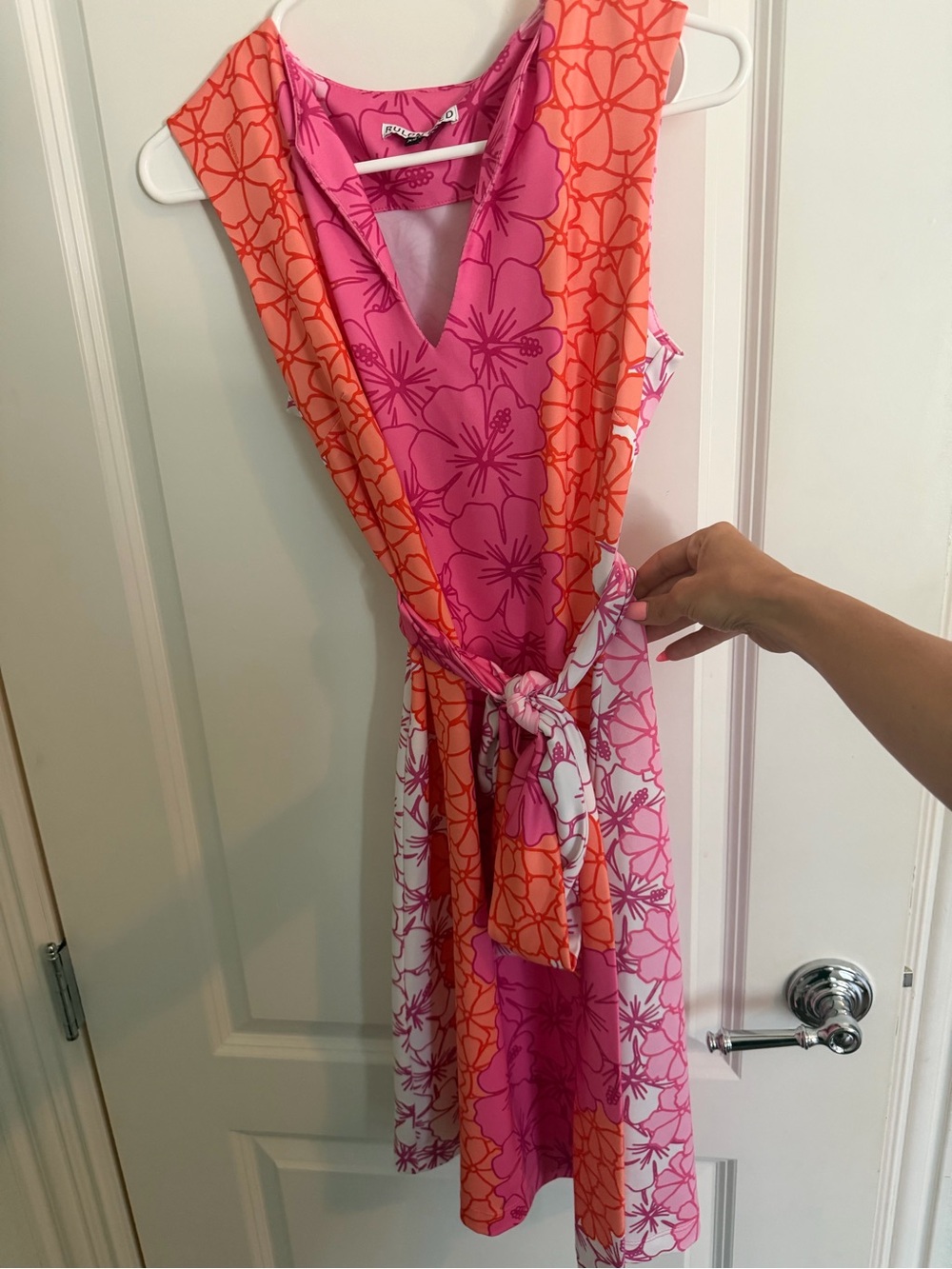 Sleeveless Pink & Orange Floral  Dress